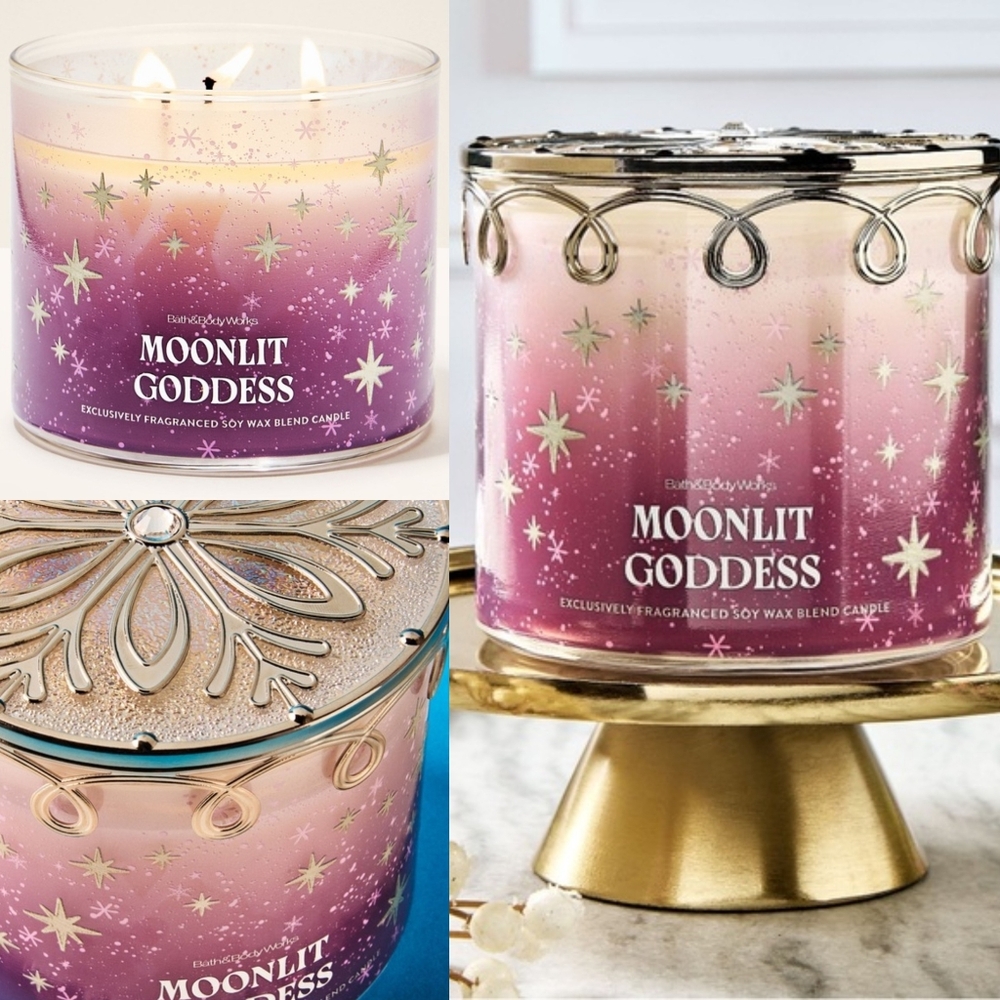 Bath Body Works Moonlit Goddess 3-Wick Fancy Decorative Lid Decor Candle NEW